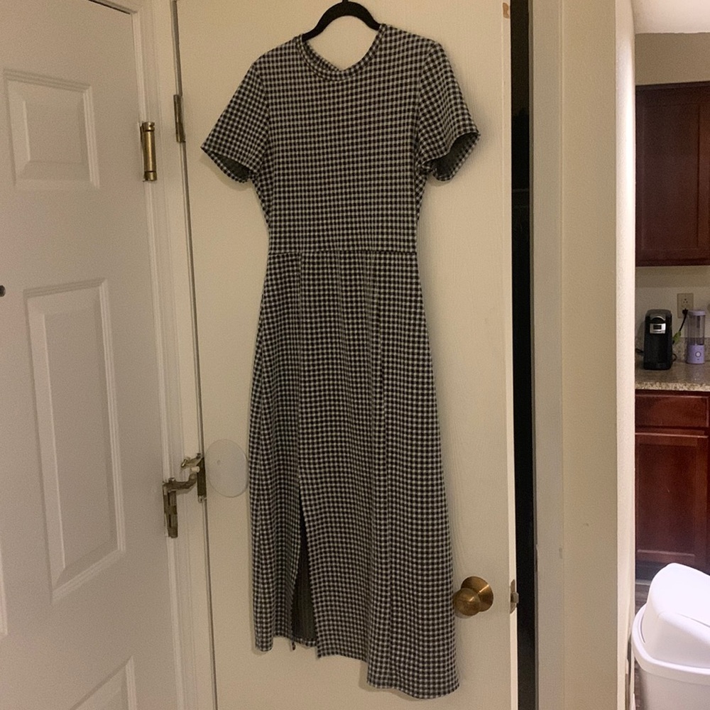 ZARA GINGHAM MIDI DRESS LARGE
